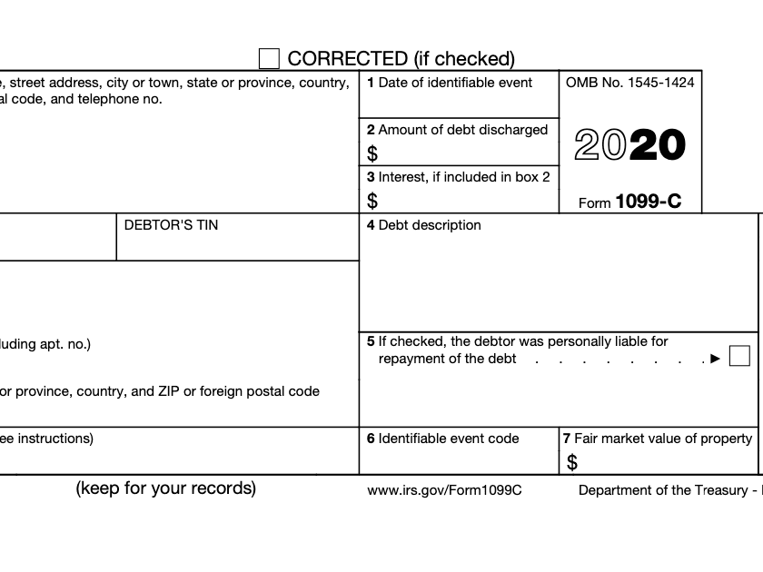 What Does A 1099 C Cancellation Of Debt Mean 