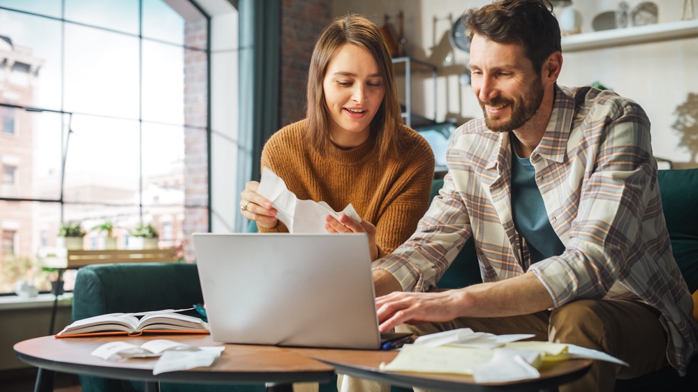 couple reviewing taxes
