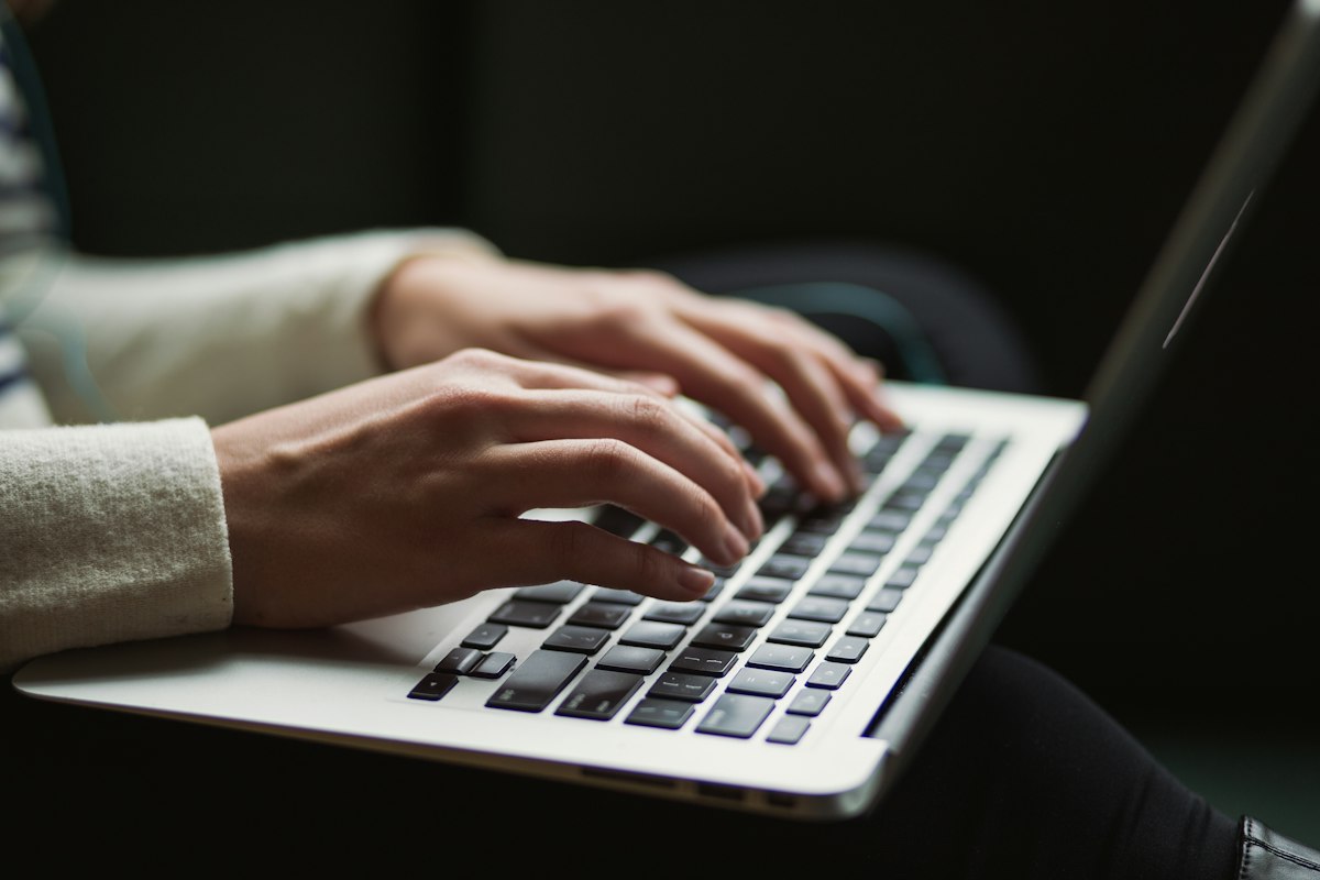Person working on a laptop