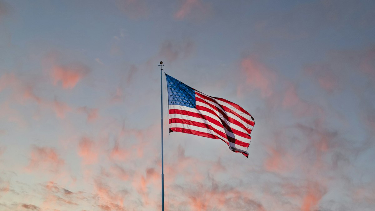 American flag waving on a pole